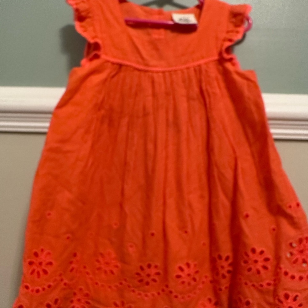 Girls' Orange Eyelet Dress